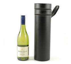 White Wine In Faux Leather Case 