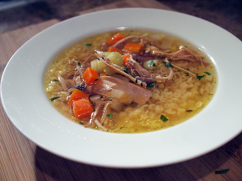 Delicious chicken noodle soup is a real winter warmer