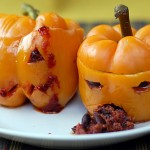 Kathy Hester's jack-o-lantern peppers from Healthy Slow Cooking