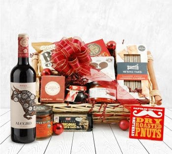 Christmas Food Hampers | Festive Food Gifts | Hampergifts - Premium Vegan Food Hamper with Vegan Wine 