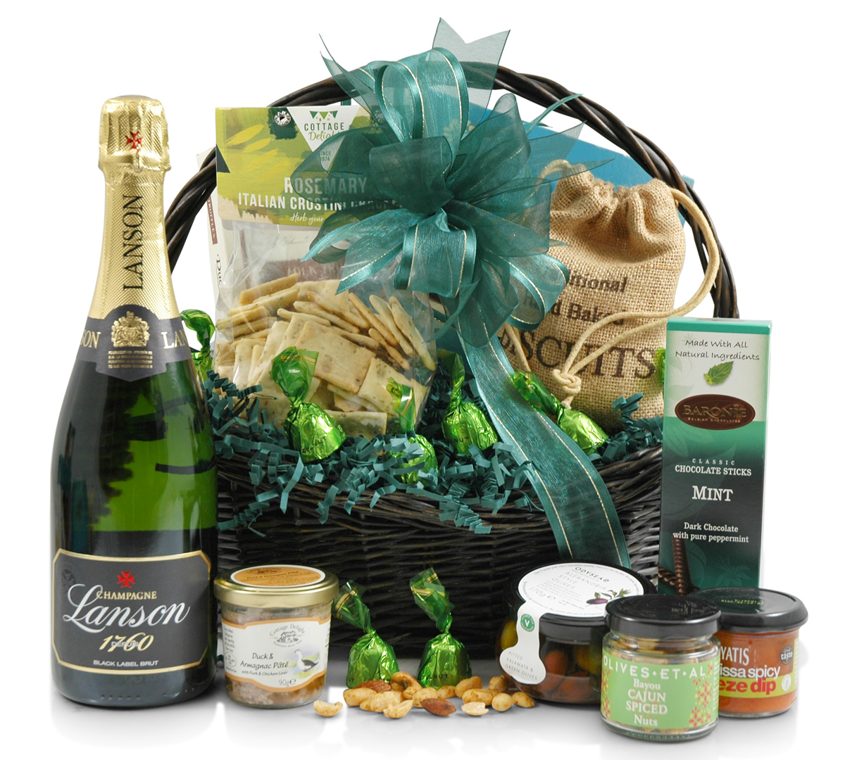 Champagne & Gourmet Food Basket with Lanson 