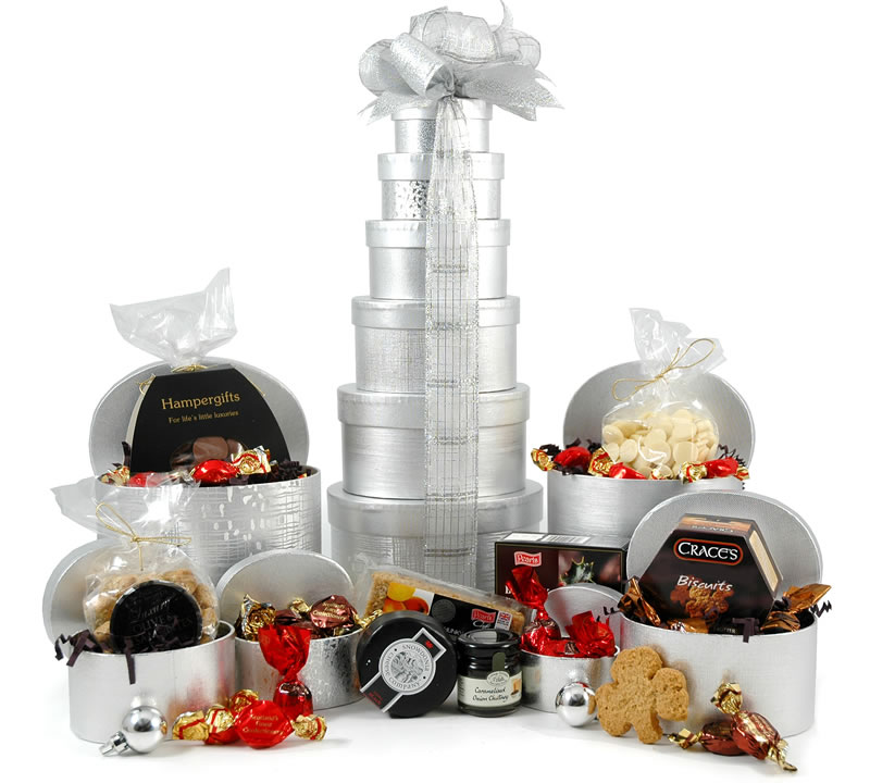 Silver Christmas Tower  | Award Winning Cheese & Treats