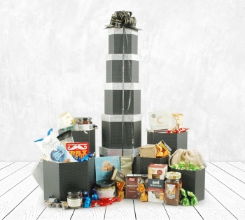 Christmas Food Hampers | Festive Food Gifts | Hampergifts - Black & Silver Grand Banquet Festive Tower
