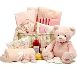 Luxury Baby Hamper (Girl) with 30cm Keel Toys Soft Teddy