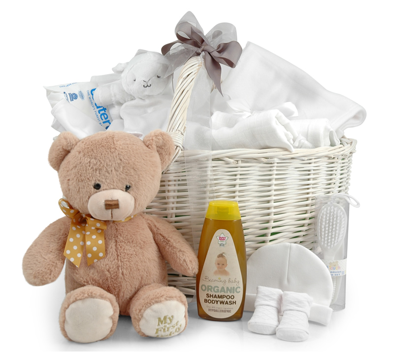 Deluxe Welcome Basket | 25cm Keel Toys My First Teddy 