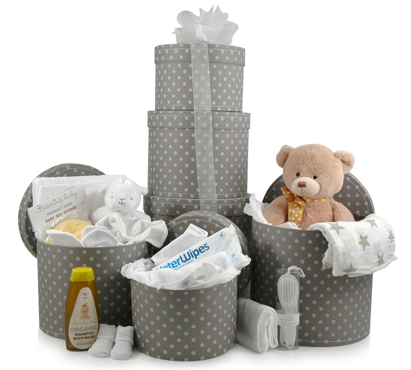 Deluxe Welcome Tower | New Baby 3-Tier Hatbox Gift Tower 